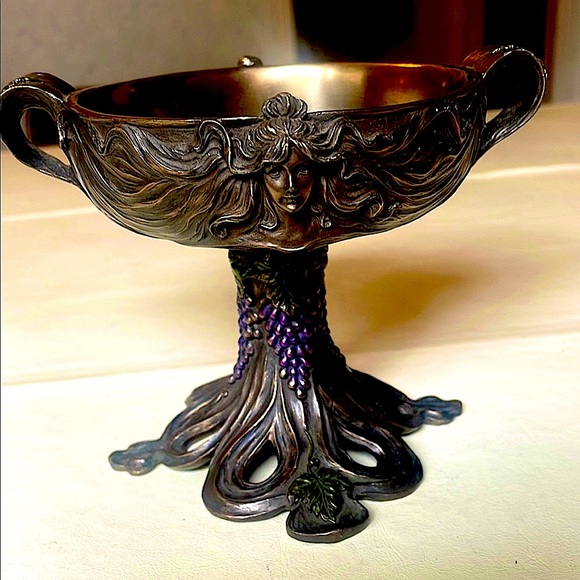 Art Nouveau Style Candle Holder with Silver Finish - Picture 1 of 9